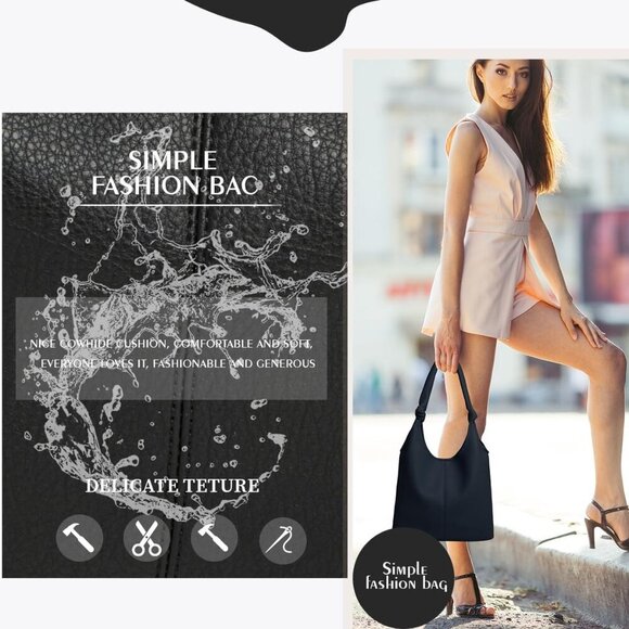 Vegan Leather Hobo Purse Set Slouchy Shoulder Bag Clutch Small Purse for Women - Picture 6 of 6